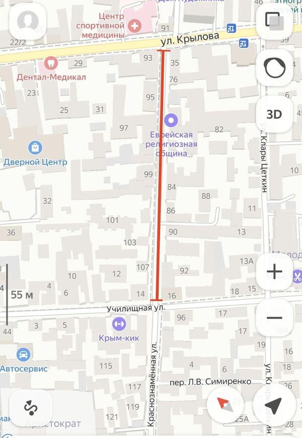 Схема ограничения движения транспорта в Симферополе во вторник