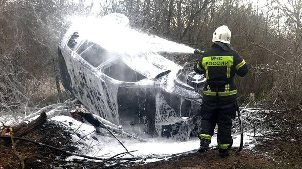 Автомобиль загорелся после аварии в Красногвардейском районе Крыма