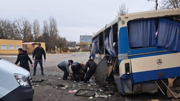 Обстрел автобуса в Новой Каховке