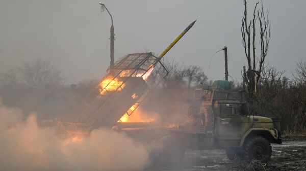 Боевая работа РСЗО БМ-21 Град