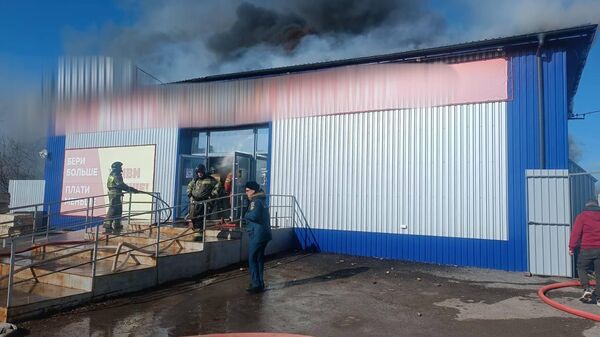 Пожар в магазине в поселке Гвардейское Симферопольского района