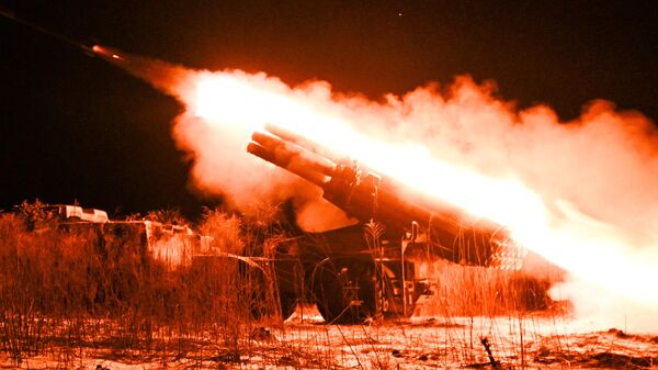 Работа РСЗО 9К57 Ураган добровольческого отряда Барс-22 Тигр в Курской области