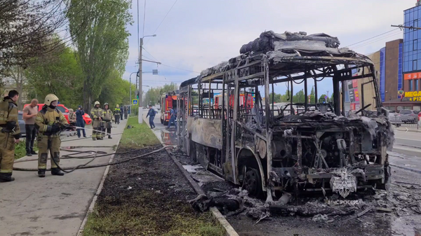 Пожар в автобусе в Симферополе