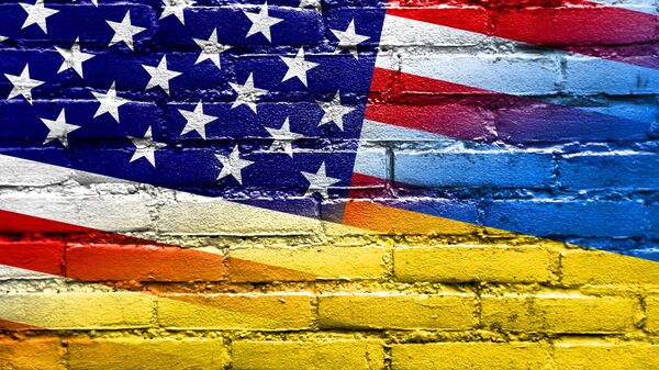 Флаги США и Украины. Коллаж