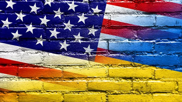 Флаги США и Украины. Коллаж
