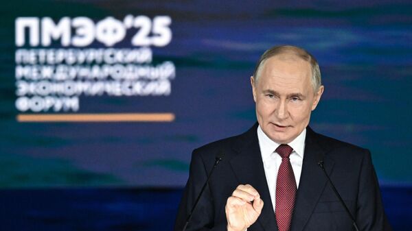Президент РФ Владимир Путин на пленарном заседании  ПМЭФ-2025