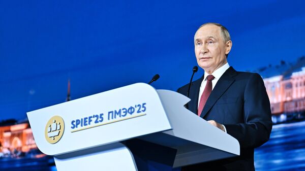 Президент РФ Владимир Путин на пленарном заседании ПМЭФ-2025
