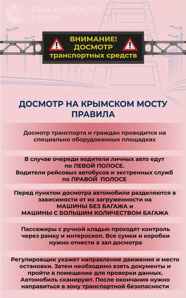 Досмотр на Крымском мосту. Правила
