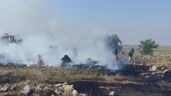 Пожар вблизи кладбища в пгт. Приморский