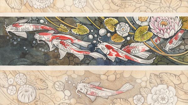 Карпы кои. Иллюстрация Дарьи Субботиной