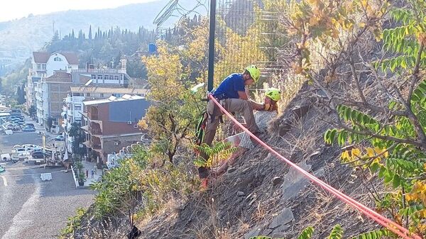 Женщина в селе Рыбачье взобралась на крутой склон и не смогла самостоятельно с него спуститься