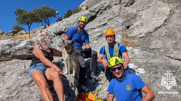 В горах Судака спасли туристку  с собакой