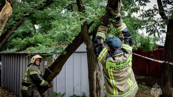 Последствия непогоды устраняют сотрудники МЧС России по Севастополю
