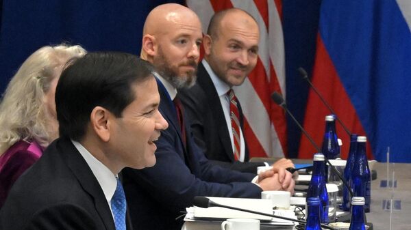 Государственный секретарь США Марко Рубио во время встречи с министром иностранных дел РФ Сергеем Лавровым 