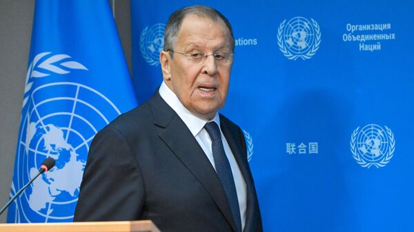 Министр иностранных дел РФ Сергей Лавров на пресс-конференции после заседания в рамках недели высокого уровня 80-й сессии Генеральной Ассамблеи ООН в Нью-Йорке