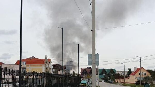 Пожар на нефтебазе в Феодосии