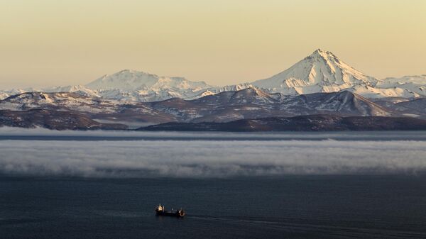 Вид на Вилючинский вулкан на Камчатке