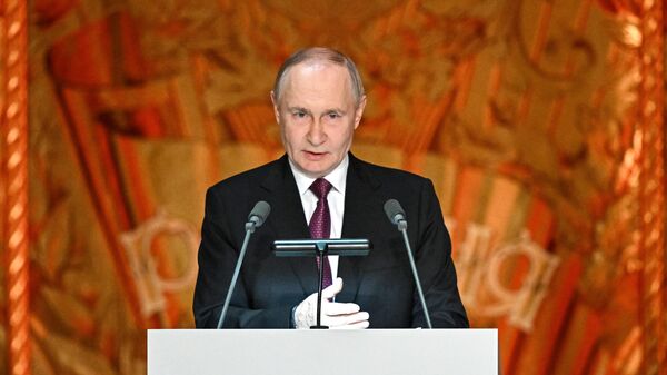 Президент РФ Владимир Путин на праздновании 20-летия международного телеканала RT