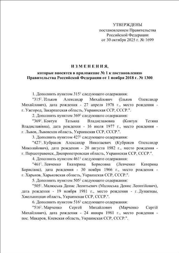 Россия ввела экономические санкции против представителей власти Украины