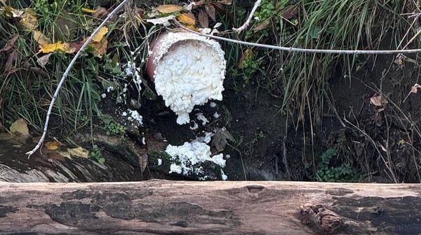 Труба, из которой сбрасывались сточные воды в реку Славянка в Симферополе