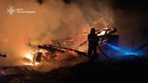 Украинские пожарные в Черниговской области Украины