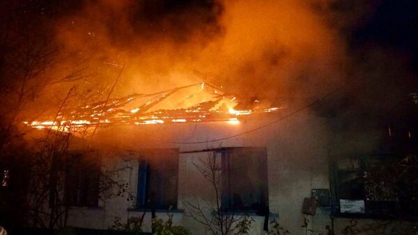 Пожар в селе Плотинное в Крыму