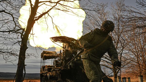 Боевая работа расчета САУ 2С7 Пион 45-й артбригады на Купянском направлении