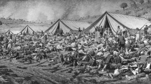 Василий Верещагин После атаки. Перевязочный пункт под Плевной 1877 год.