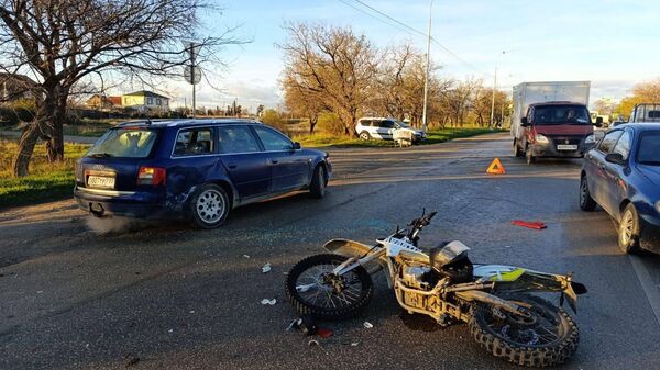 ДТП с пострадавшим мотоциклистом на трассе Симферополь - Бахчисарай