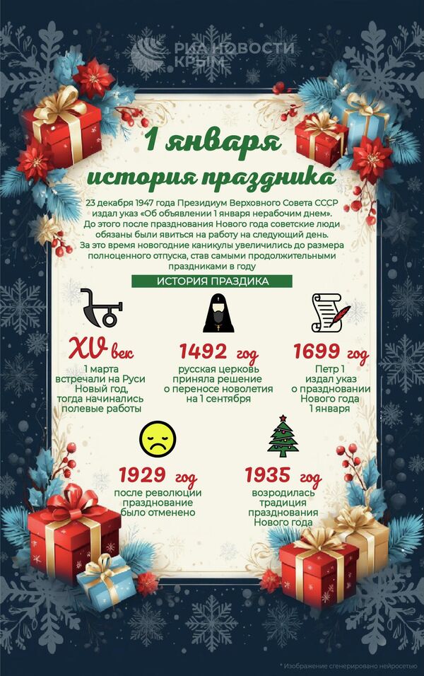 Праздничный день 1 января – история Нового года