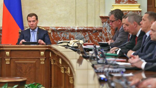 Председатель правительства России Дмитрий Медведев на заседании правительства РФ