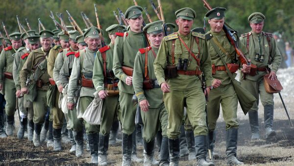 Участники реконструкции сражения Первой мировой войны