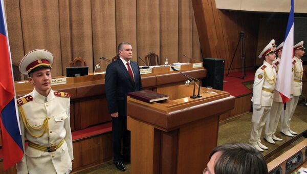 Глава Республики Крым Сергей Аксенов на заседании Государственного совета Крыма в Симферополе
