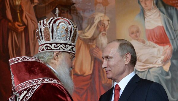 Президент РФ В.Путин и патриарх Кирилл