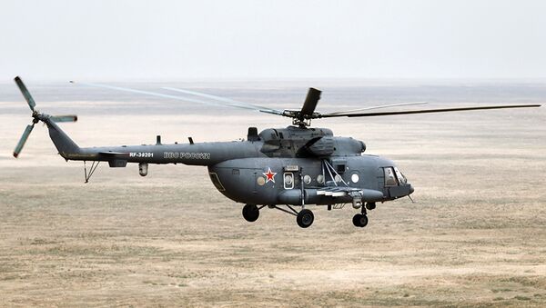 Вертолет Ми-8АМТ ВВС РФ участвует в учениях.