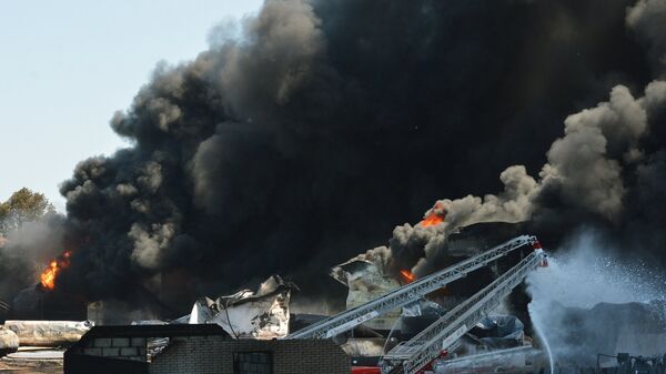 Пожар на нефтебазе на Украине
