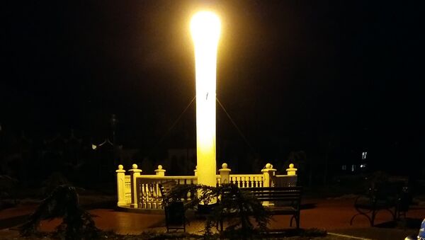 Световая колонна в центре Симферополя