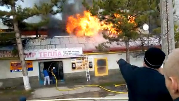 Пожар в Бахчисарае на торговых рядах