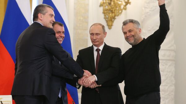 18 марта 2014 года, церемония подписания договора между Российской Федерацией и Республикой Крым