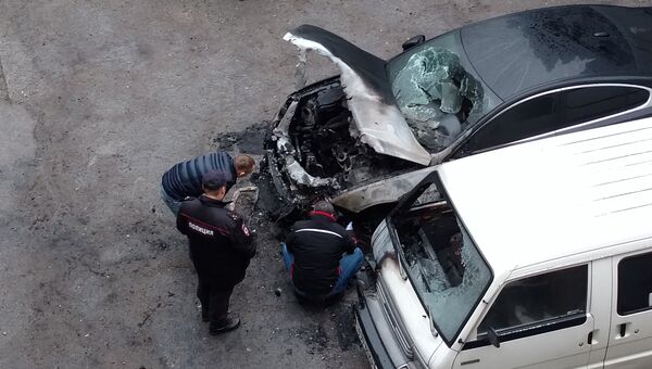 Сгоревший автомобиль в Ялте