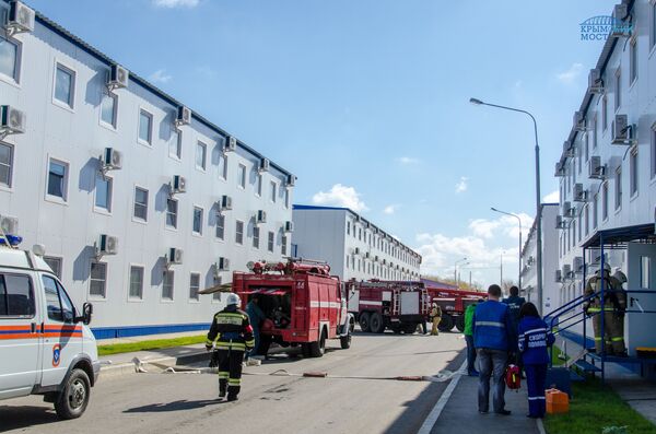 Учения на стройплощадке Крымского моста Учения на стройплощадке Крымского моста