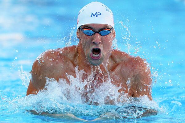 Майкл Фелпс на 200-метровке комплексным плаванием на чемпионате США, 9 августа 2015 Майкл Фелпс на 200-метровке комплексным плаванием на чемпионате США, 9 августа 2015
