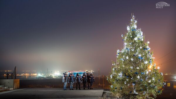 Строители моста через Керченский пролив посадили новогоднюю елку