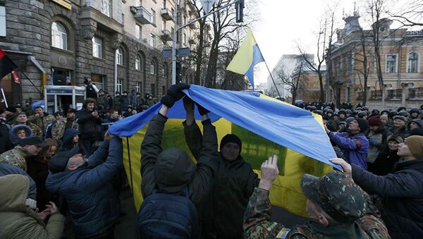 Митинг в Киеве в поддержку торговой блокады Донбасса