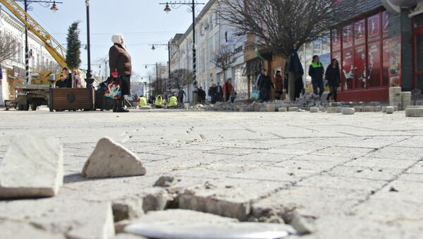 Работы по исправлению недостатков, допущенных в ходе реконструкции центральных улиц Симферополя