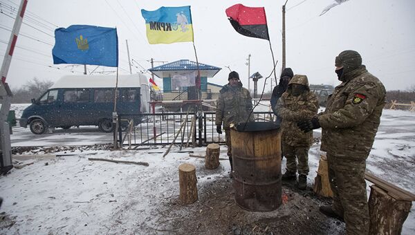 Лагерь участников торговой блокады Донбасса