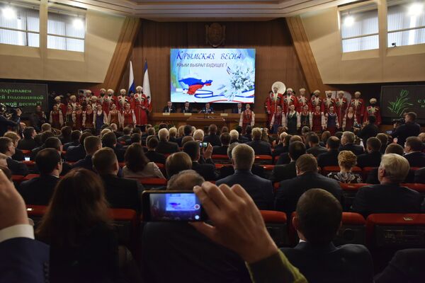 Торжественное собрание в Госсовете РК, посвященное празднованию третьей годовщины общекрымского референдума