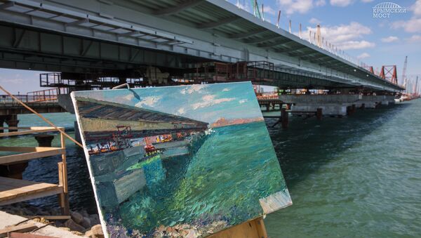 Крымские художники провели пленэр на площадке строительства моста через Керченский пролив