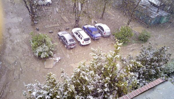 Снегопад в Симферополе. 23 апреля 2017