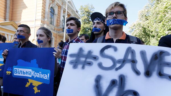 Акция протеста против запрета российских социальных сетей в Киеве. 19 мая 2017